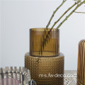 Art Amber Ribbed Glass Vase Holder Lilin Besar